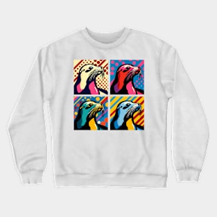 Pop Sea Lion Art - Trendy Marine Life Crewneck Sweatshirt